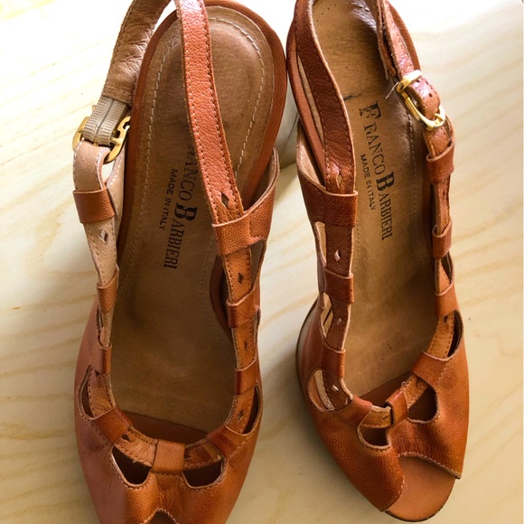 Franco Barbieri high heeled platform peep toe slingback sandals - Picture 2 of 9